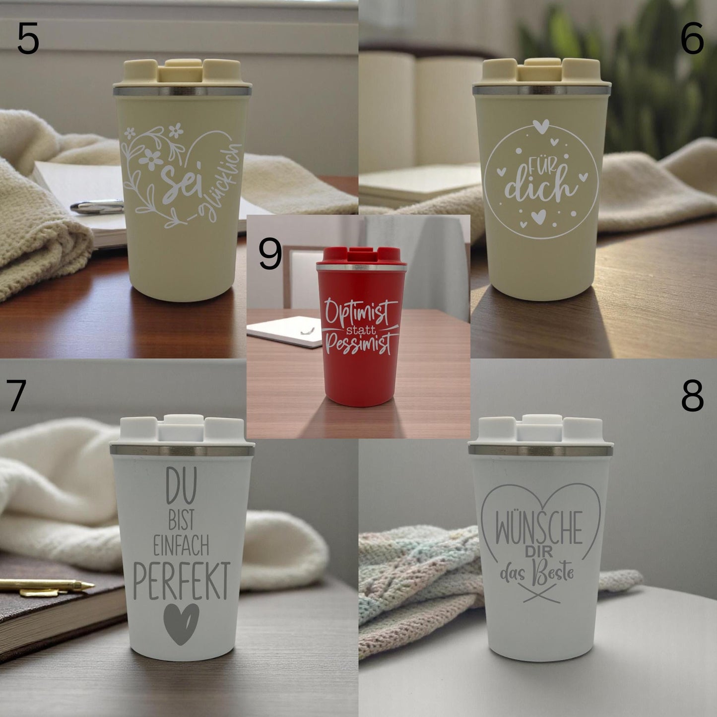 Thermobecher mit Spruch-Gravur aus recyceltem Edelstahl