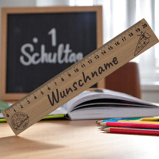 Individuelles Kinderlineal 20 cm aus Buchenholz