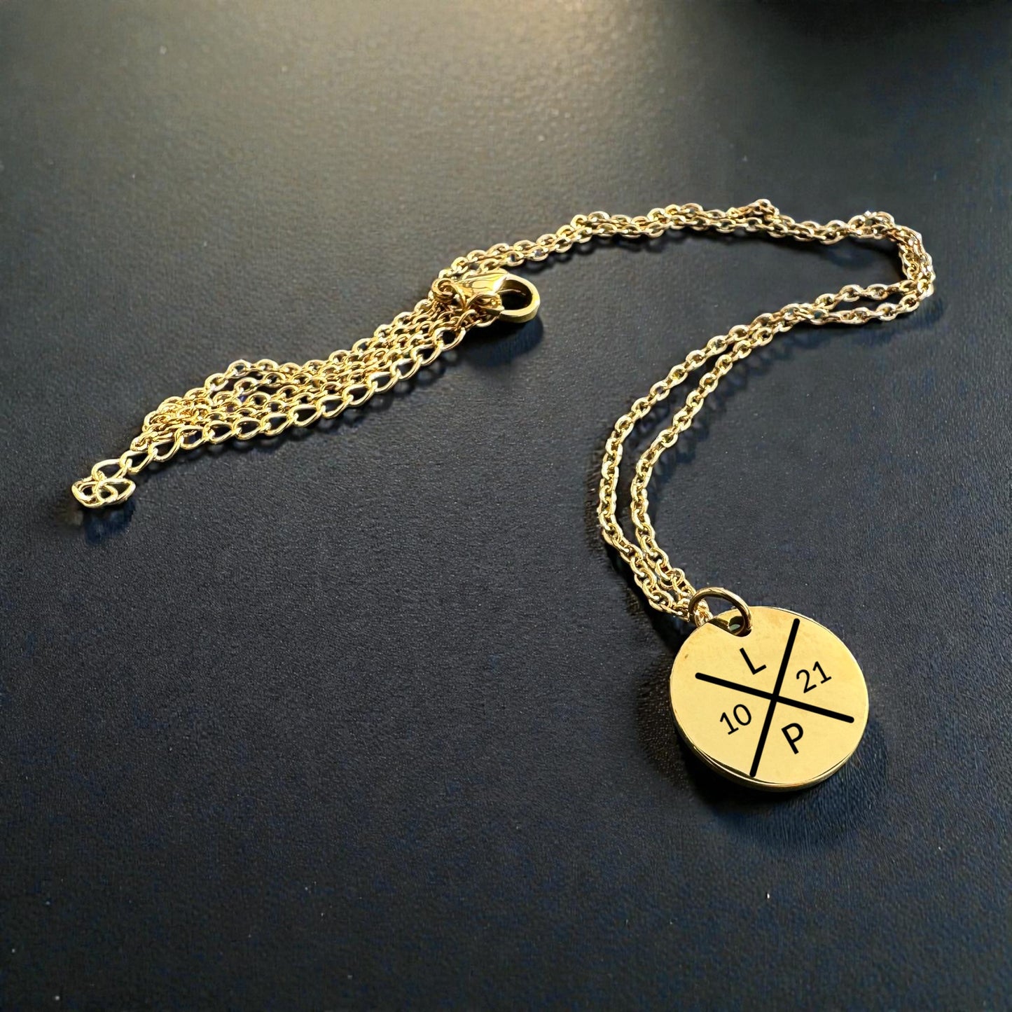 Edelstahl Kette mit Gravur – Rundanhänger 15 mm | Silber, Rosé, Gold (Glanz/Matt)