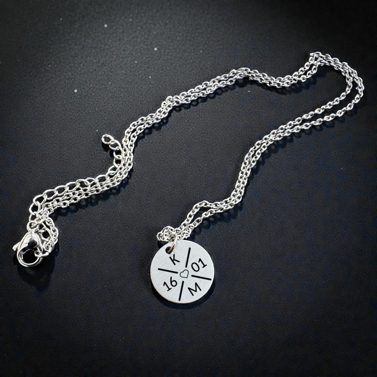 Edelstahl Kette mit Gravur – Rundanhänger 15 mm | Silber, Rosé, Gold (Glanz/Matt)