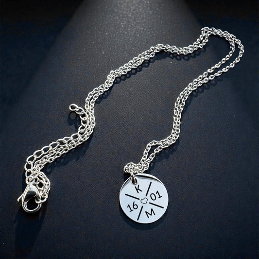 Edelstahl Kette mit Gravur – Rundanhänger 15 mm | Silber, Rosé, Gold (Glanz/Matt)