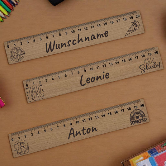 Individuelles Kinderlineal 20 cm aus Buchenholz